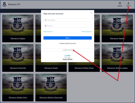 Create Account Screenshot